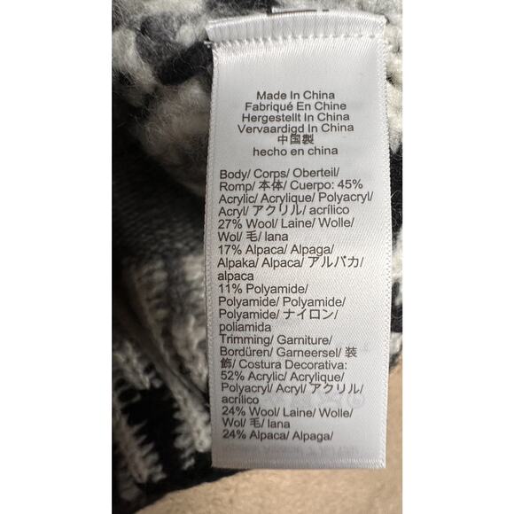 J.Crew Women Fair Isle Wool Alpaca Blend Sweater Gray Black White Nordic Sz M - Picture 7 of 16